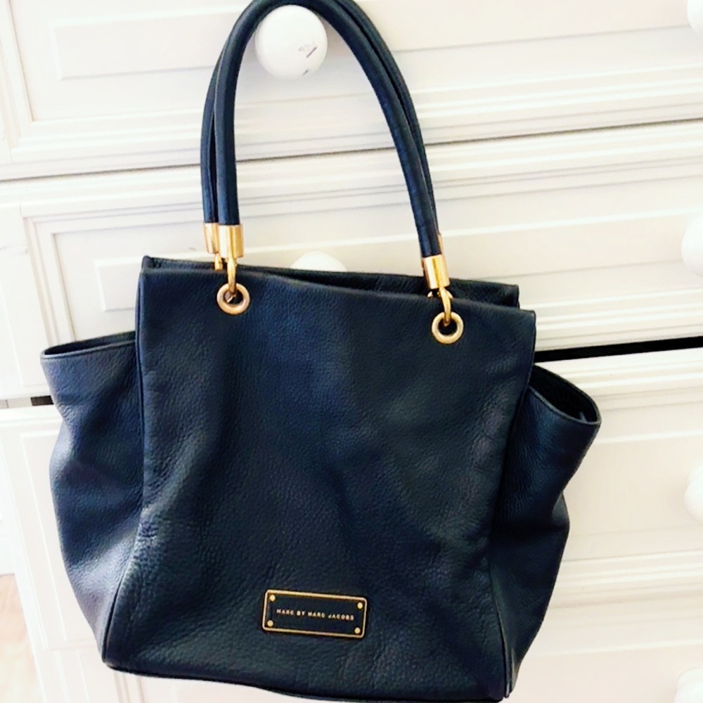 Marc Jacobs Black and Gold Structured Tote